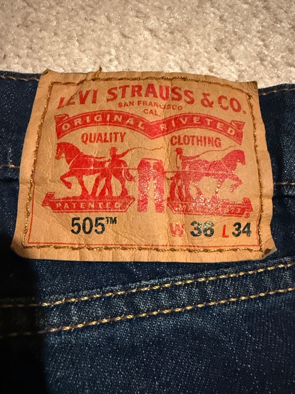 Levi's 505 Dark Blue Straight-Leg Men’s Jeans - Picture 6 of 7